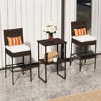Sundale Outdoor Wicker Bar Table, 36 Inch Counter Height Patio High Top Dining Table, Rattan Bistro Pub Table with Storage Shelf for Deck Poolside Balcony Garden, Variegated Brown