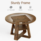 Garvee 43.3" Round Dining Table for 4-6 People, Circle Kitchen Table with Wooden Pedestal Base and Storage Shelf Space Saving Dining Room Table for Kitchen, Living Room, Apartment