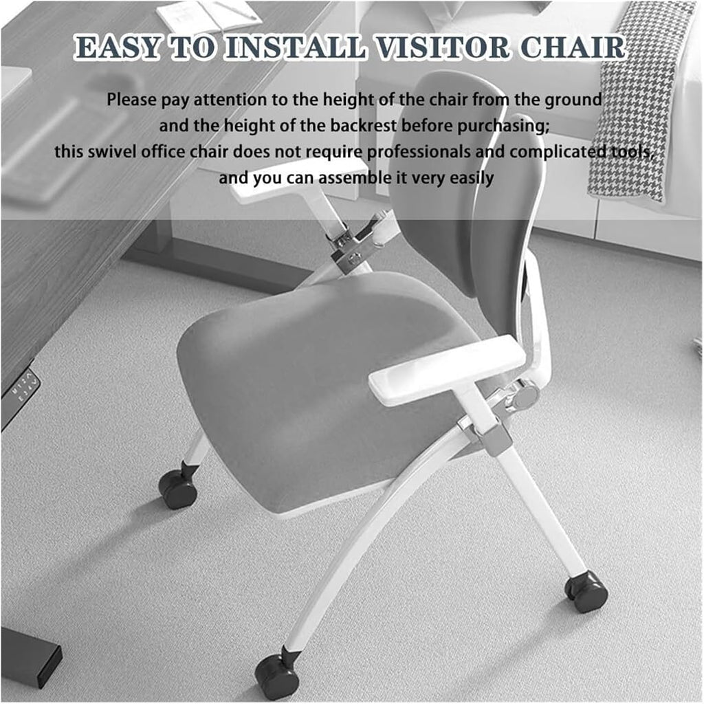 Ergonomic Folding Office Chair with Wheels Portable Study Conference Training Chair for Home Office Compact Lightweigh