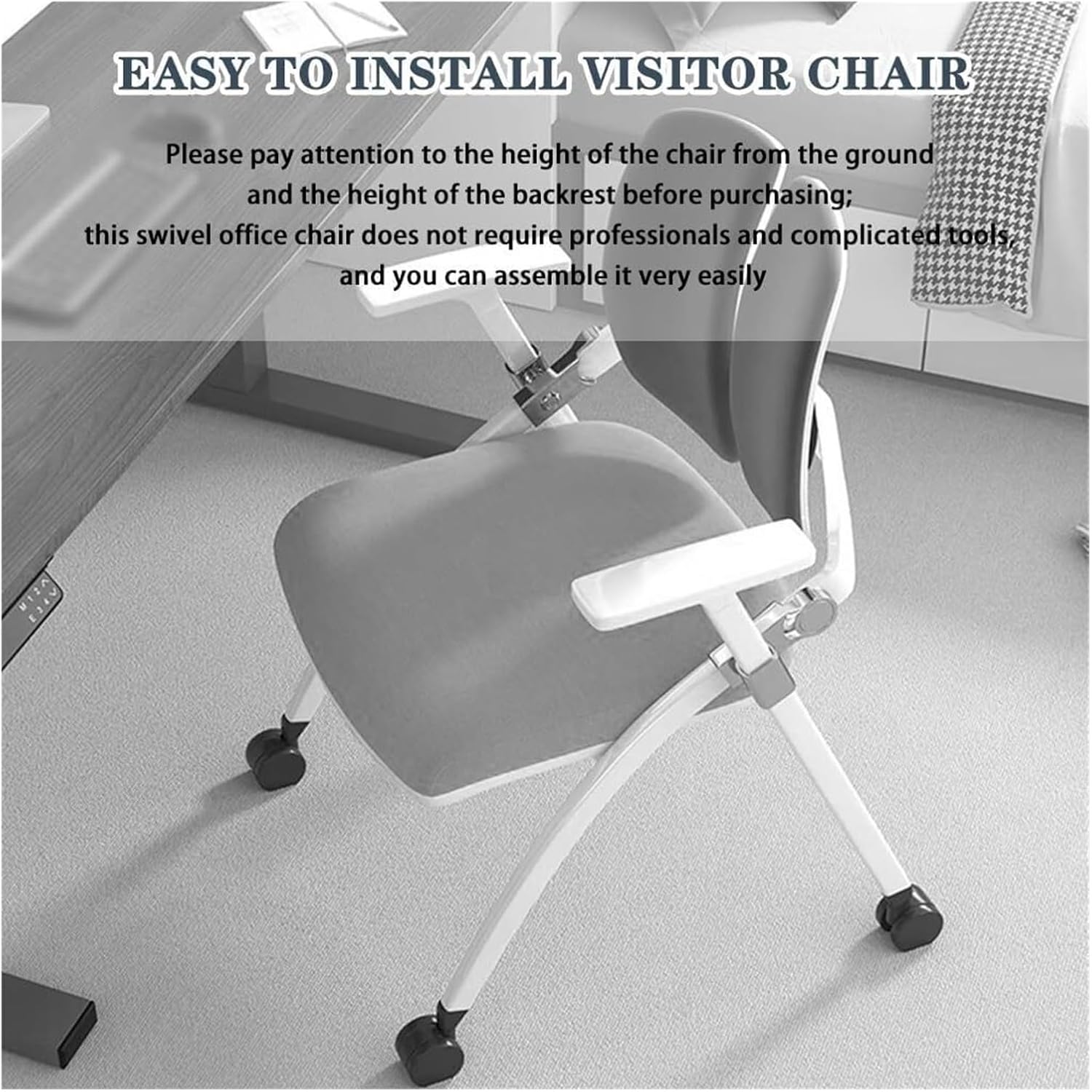 Ergonomic Folding Office Chair with Wheels Portable Study Conference Training Chair for Home Office Compact Lightweigh
