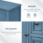 P PURLOVE Console Table Buffet Sideboard Sofa Table with Drawers Cabinets and Bottom Shelf (Light Navy)