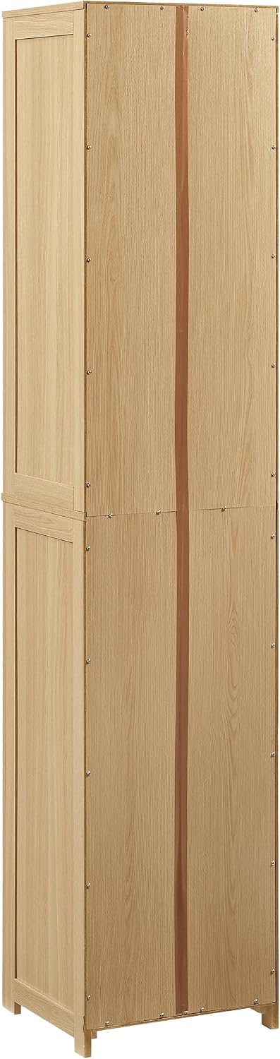 Crosley Furniture Savannah Linen Storage Cabinet, Laundry Room, Bathroom Organizer with Shelves, Natural