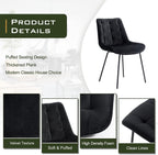 Velvet Dining Chairs, Upholstered Reception Chairs, Tufted Accent Chair with Metal Legs for Home Kitchen, Living Room, Set of 2, Black