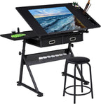 Topeakmart Drafting Table for Artists, Height Adjustable Drawing Draft Desk, Tiltable Tabletop, Art Craft Work Station with Extra Board for Diamond Painting Sewing Graphic Designere