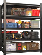 5 Tier Adjustable Heavy Duty Metal Garage Shelving Unit, Industrial Utility Storage Rack, Sturdy Steel Organizer for Workshop Warehouse Household Use, 2500 LBS Capacity