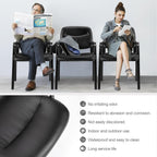 NEWBULIG Waiting Room Chair Set of 4, Leather Stationary Office Guest Reception Chairs No Wheel,Comfy Padded Arms,for Conference Room Lobby Side breakroom