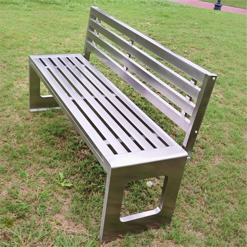 Garden Outdoor Backrest Bench, Stainless Steel Garden Chair, for Balcony Terrace Leisure Benchs Seat(XS)