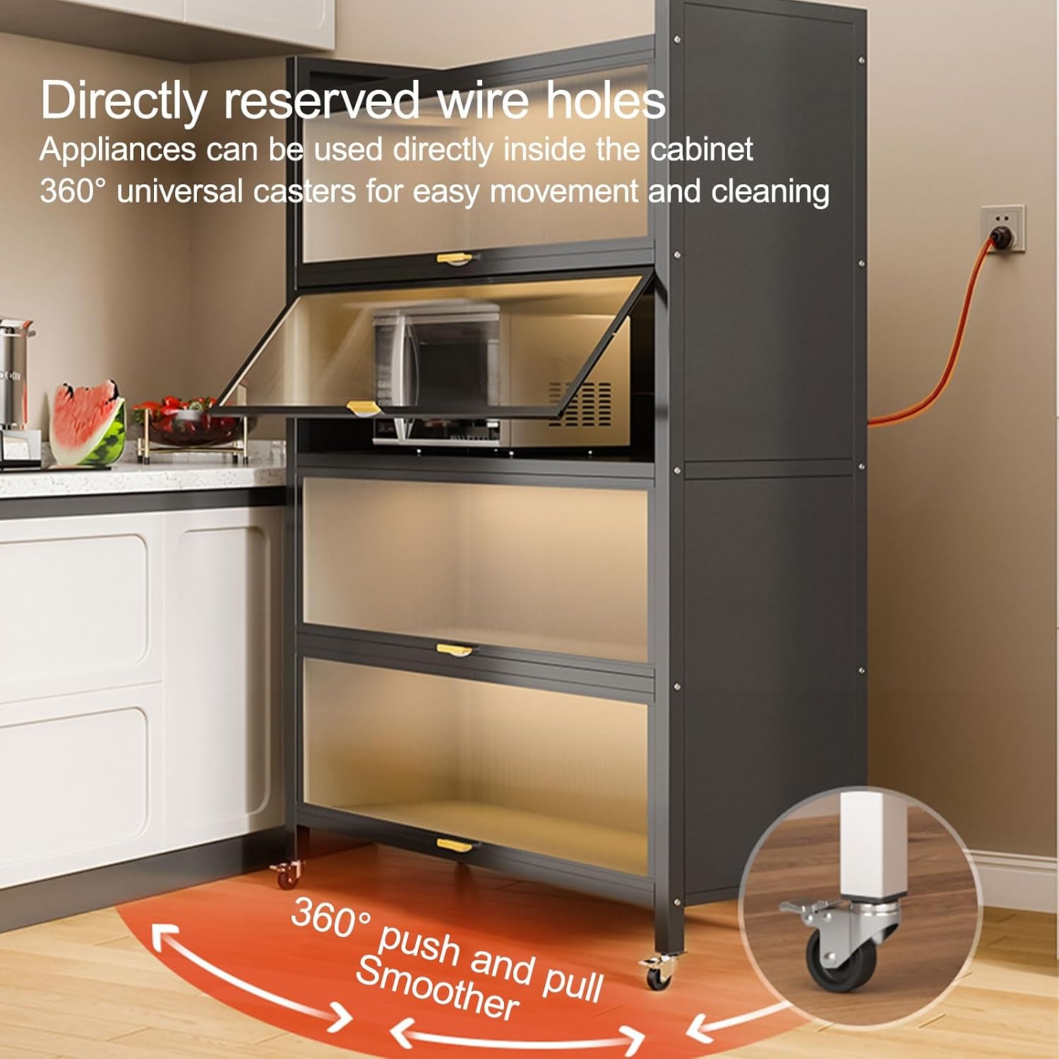 Storage Cabinet, Farmhouse Pantry Storage Cabinet with Sliding Barn Doors, Coffee Bar Workstation, Cupboard for Dining Room Living Room Furniture(Black,60 * 81cm/23.6 * 31.8in)