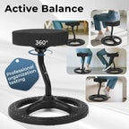 Fitness Seat, ADHD Chair Stool, Stability, Balance, Yoga, Ergonomic Health Stool with Non-Slip Base and Washable Seat Cover - Black (Black, 19″)