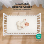 KeaBabies 2-Pack Organic Crib Sheets for Boys, Girls - 52x28 Fitted Crib Mattress Sheet Neutral, Breathable Jersey Cotton Cover for Baby Bed, Toddler Mattress, Soft & Cute Prints (Soft White)