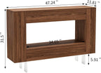 Console Table Entryway Table with Push-Open Doors - Modern Sofa Table with Open Shelf for Foyer, Living Room, Bedroom, Woodgrain Finish, Brown