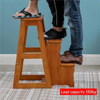 Step Stool 3-Step White Wooden Folding Stepladder & Step Stool - Lightweight Safety Ladder for Home Library Loft Shelving - 150kg Capacity