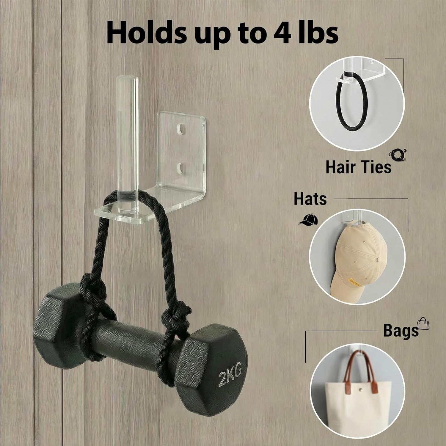 Clear Acrylic Baseball Cap Organizer (2 Pack) - Floating Hat Rack Display Holds 10-15 Hats, L-Shaped Hat Hanger with Adhesive & Screws, Hat Storage for Wall, Door, Closet Decor