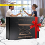 Countertop Wine Rack Organizer - Holds 6 Oversized Bottles & 4 Glasses | Freestanding Small Metal Bottle Holder, Perfect for Home Décor, Kitchen Storage and Cabinet | No Assembly（Gold）
