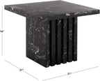SAFAVIEH Couture Collection – Olivia Black Square Travertine Accent Table, Sculptural Pedestal Display Table (SFV9701C)