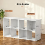LUCKLIFE 8-Cube Storage Organizer, Stackable Modular Bookcase Shelf with Vertical or Horizontal Use, Fits 11×11" Bins, Optional Back Panels, for Living Room, Office, White