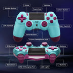 Puiseno Wireless Controller for PS-4, Dual Vibration Game Joystick/Motion Sensing/Touchpad/Speaker/3.5mm Audio Jack Headphone, Upgraded Six-Axis Sensor, Compatible with PS4/Slim/Pro Console/PC (Berry Blue)