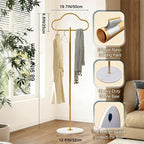Coat Rack Freestanding Clothes Rack with Hooks & Marble Base, Heavy Duty Coat Hanger Stable Coat Stand for Entryway Bedroom, Hanging Garment Rack Hall Tree for Clothing Tie Hat Bag Purse (White Cloud)