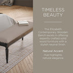 Maven Lane Elizabeth Traditional Wooden Upholstered Bench, Padded Seat for Kitchen Dining Room Table or Entryway in Antiqued Black Finish