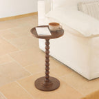 AWASEN Small Side Table, Round Drink Table for Small Spaces, Round Accent End Table Living Room, Nightstand for Bedroom, Corners, Office, Walnut Brown