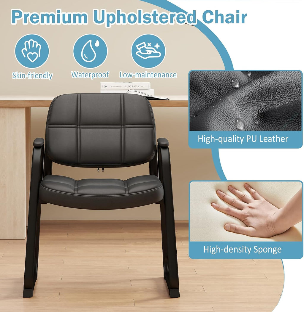 Tangkula Waiting Room Guest Chair Set of 6, Upholstered Conference Chair with Armrest & Ergonomic Backrest, Metal Frame Reception Meeting Room Chair, Home Office Office Lobby Executive Chair