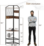 Corner Coat Rack, Coat Rack with Shoe Storage, Hall Tree with Bench and Shoe Storage, Freestanding Shelves with 14 Hook for Entryway, Hallway,Bedroom (Corner)