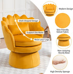 ZJhome Swivel Accent Chairs, 360° Mid-Century Modern Velvet Barrel Chair, Comfy Shell Shape Arm Chair with Lumbar Pillow for Living Room, Bedroom, Office,Dark Yellow, Set of 1