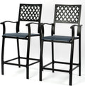 Kozyard Outdoor Counter Height Bar Stools Set of 2, Patio Bar Chairs with Wrought Iron Frame & Textilene Fabric, Outdoor Dining Chairs for Patio, Poolside, Backyard Navy Blue