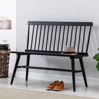 DUHOME Entryway Bench, Black Dining Bench with Spindle Back Farmhouse Wood Windsor Bench for Foyer Balcony Living Room, Black