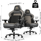 Fantasylab Big and Tall Gaming Chair 440LBS Heavy Duty High-Back Computer Chair with Memory Foam Lumbar Support, 4D Adjustable Armrests, Metal Base, Swivel & Recline for PC Gaming and Office