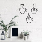 Ferraycle 3 Pieces Coffee Cup Metal Wall Art Wire Coffee Bar Hanging Decor Cafe Themed Vintage Rustic Metal Sign for Kitchen Restaurant Shop Home Office Accessories