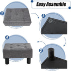 BRIAN & DANY Small Foot Stool, Linen Foot Stools with Legs, Stable Small Footstool for Living Room, Grey