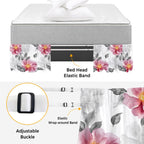 Pink Grey Floral Bed Skirt Cal King Size 16 Inch Drop, Adjustable & Elastic Wrap Around Bed Skirts Pleated Dust Ruffles for Twin Full Queen Cal King Base Bed, Botanical Leaves Spring Chic Flower