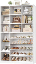 Keyluv 74" Tall Shoe Cabinet with Adjustable Shelves, 6-Tier Shoe Storage Organizer with 12 Cubes for up to 27 Pairs, Free-Standing Shoe Rack for Closet, Hallway, Entryway & Living Room, White