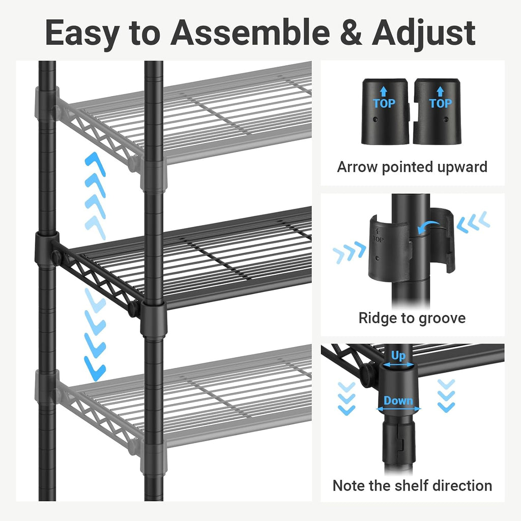 VIPEK S4 Heavy Duty Clothes Rack with Shoe Shelves Freestanding Clothing Rack with 8-Tier Shoe Rack, 4 Hanging Rod, Adjustable Shelf, Walk in Closet Organizer Garment Rack, Black