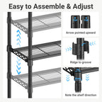 VIPEK S4 Heavy Duty Clothes Rack with Shoe Shelves Freestanding Clothing Rack with 8-Tier Shoe Rack, 4 Hanging Rod, Adjustable Shelf, Walk in Closet Organizer Garment Rack, Black