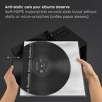 Boundless Audio Vinyl Record Sleeves - 100 x Premium Vinyl Inner Sleeves with Anti-Static Rice Paper & HDPE - Archival 3-Layer Record Covers for 12" LPs - Acid-Free Polylined Album Covers for Storage