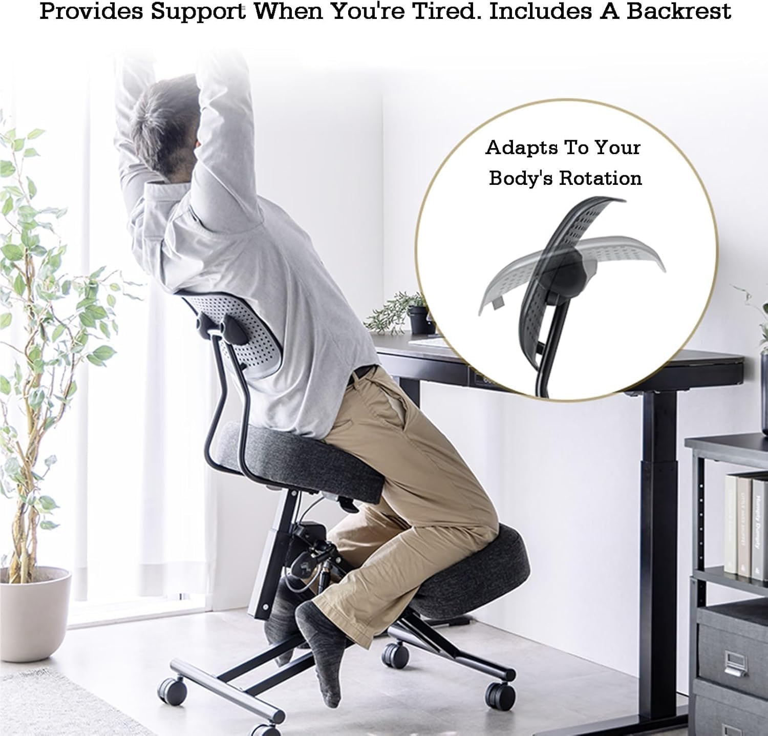 Ergonomic Kneeling Chair for Posture Support & Back Pain Relief, Adjustable Height Office Stool with Heavy-Duty Base