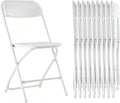 HealSmart Set of 10 Plastic Folding Chairs, Portable Stackable Seats with Reinforced Metal Frame, 330 Lbs Load Capacity, Multipurpose Furniture for Wedding Party Picnic Office Indoor Use, White