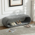 52.17" Wide Chenille Upholstered Bench for Bedroom End of Bed, Modern Shoe Bench for Entryway, Equipped with an Iron Frame, Dining Room, Living Room, Bedroom (Gray + Chenille)