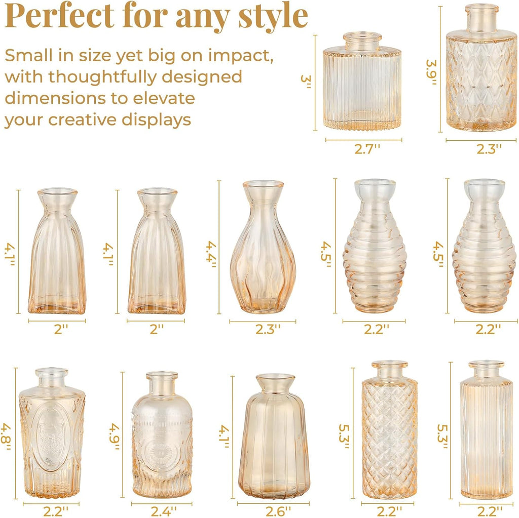 BEAHOT Bud Vase in Bulk - Flower Vases for Wedding Decorations, Glass Vase for Table Decorations, Small Vase for Home, Mother's Day, Centerpieces, Party, Office (32pack,Gpld)