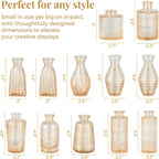 BEAHOT Bud Vase in Bulk - Flower Vases for Wedding Decorations, Glass Vase for Table Decorations, Small Vase for Home, Mother's Day, Centerpieces, Party, Office (32pack,Gpld)