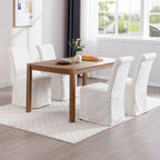 Parsons Dining Chairs Set of 6, Upholstered Slipcovered Dining Room Chairs with Removable Washable Skirt, High Back Kitchen Chairs with Solid Wood Legs, Cream White Linen Fabric