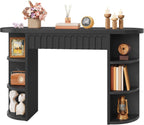 Hoctieon Fluted Console Table with Storage, Entryway Table with Side Storage Shelves, Narrow Sofa Tables Behind Couch, Hallway Tables for Living Room, Entrance, Foyer, Black