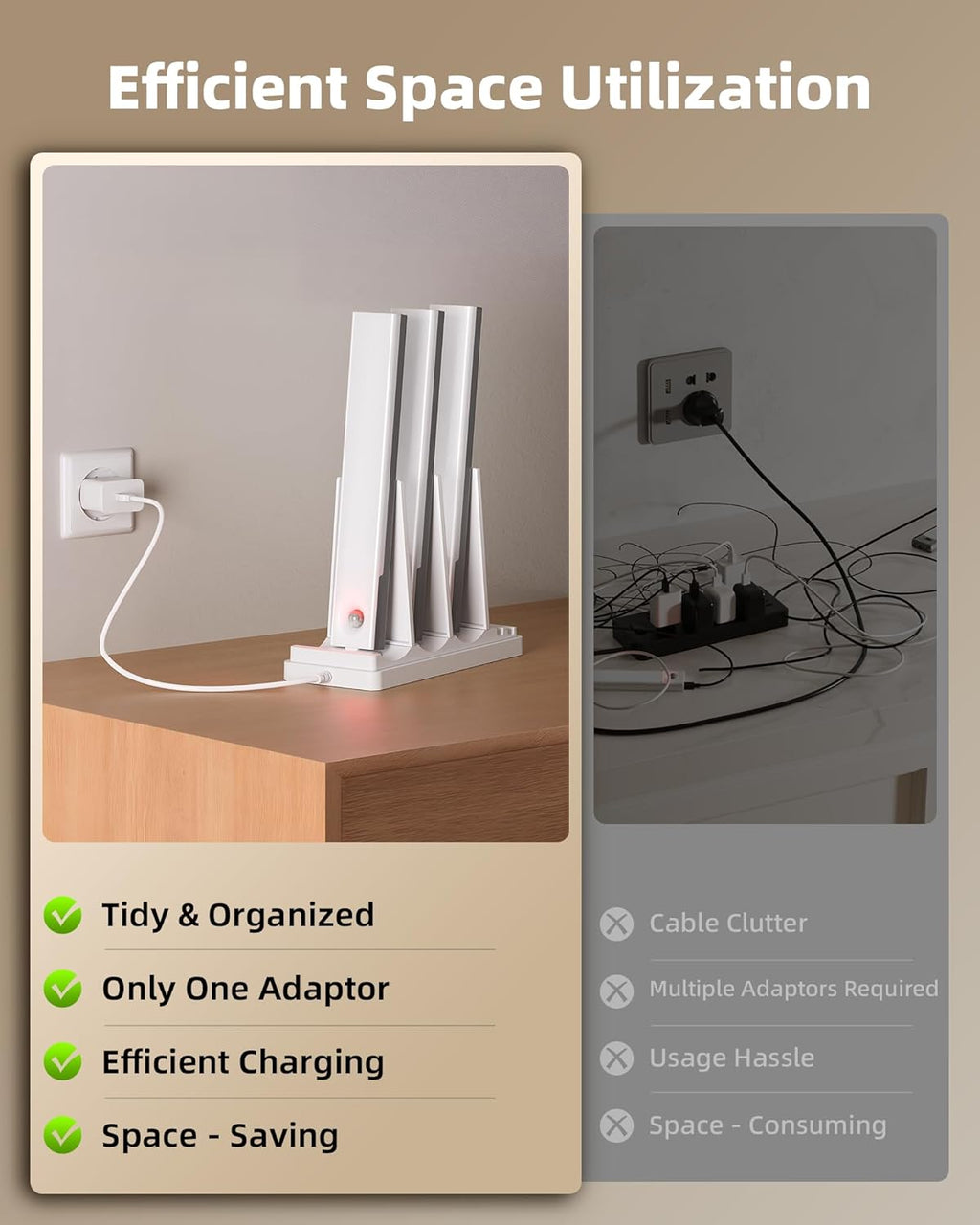 EZVALO Charging Station for Under Cabinet Lighting, Charging Base Compatible with MCGOR, Gritin, 3 Type-C Ports(Adapter Not Included)⁠