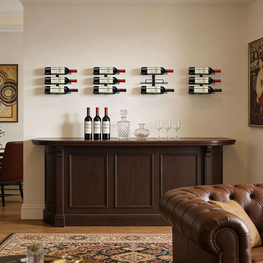 Wall Mount Wine Rack – 12 Bottles – Wine Bottle Holder for Wall