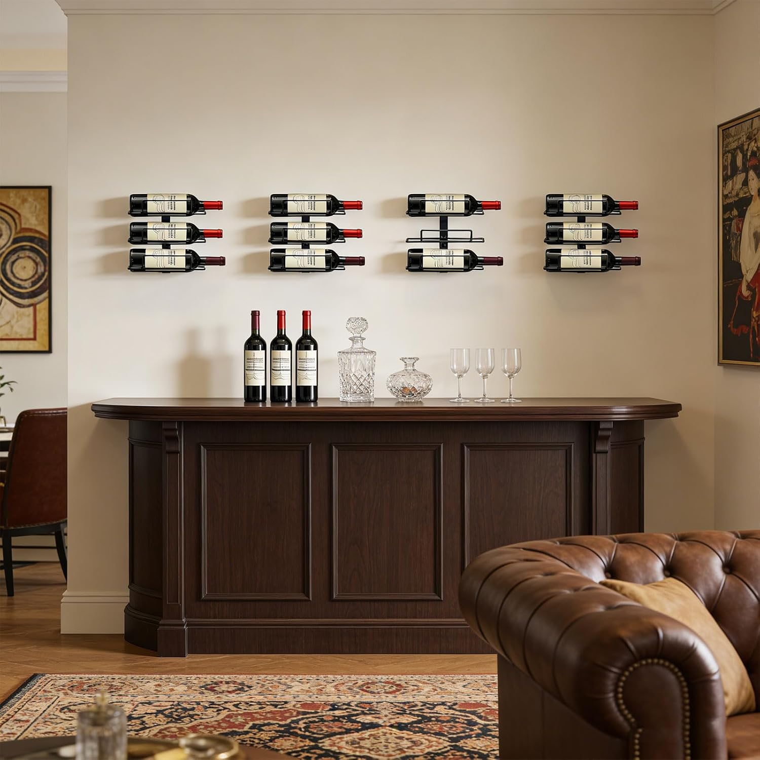 Wall Mount Wine Rack – 12 Bottles – Wine Bottle Holder for Wall