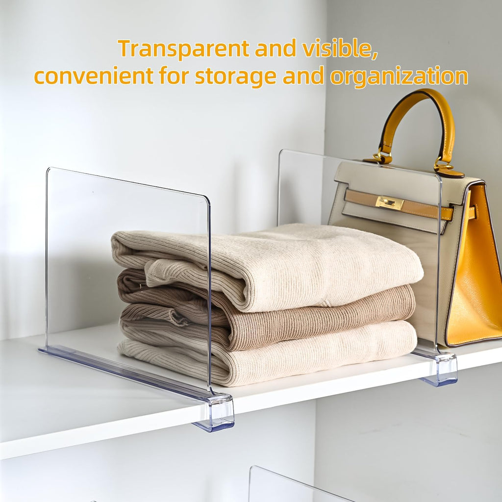Shelf Dividers，Vertical Purse Organizer for Closet，Thickened and Sturdy Shelf Organizer for Sweater, Shirts, Handbags,8" Tall x 11" (6 Pcs)