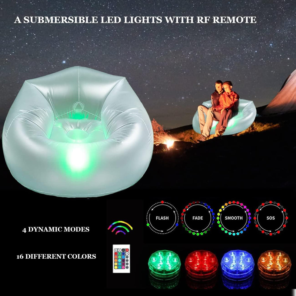 Inflatable LED Couch for Kids,Illuminated Blow Up Lounger Chair,Light Folding Air Chair for Girls and Boys,Inflatable Game Sofa for Rooms,Camping,Swimming Pool(Frosted White,Without Pump)