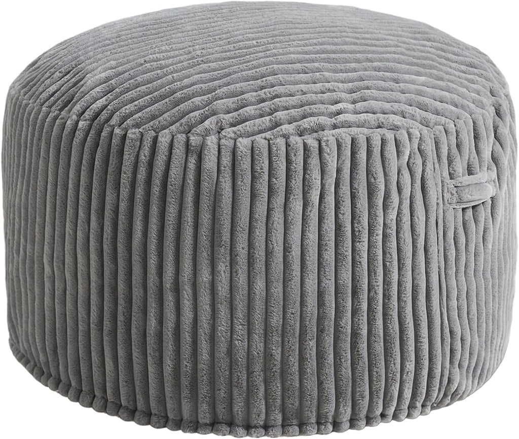 Hobestluk 3ft Bean Bag Chairs for Adults Large Beanbag Chair with Stripe Plush Cover Big Bean Bag Chair for Living Room Bedroom Dorm Office - Grey (36” x 36” x 22”)